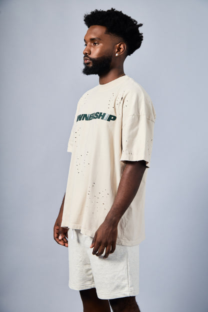 Men's Solid T-Shirt - Cream & Green