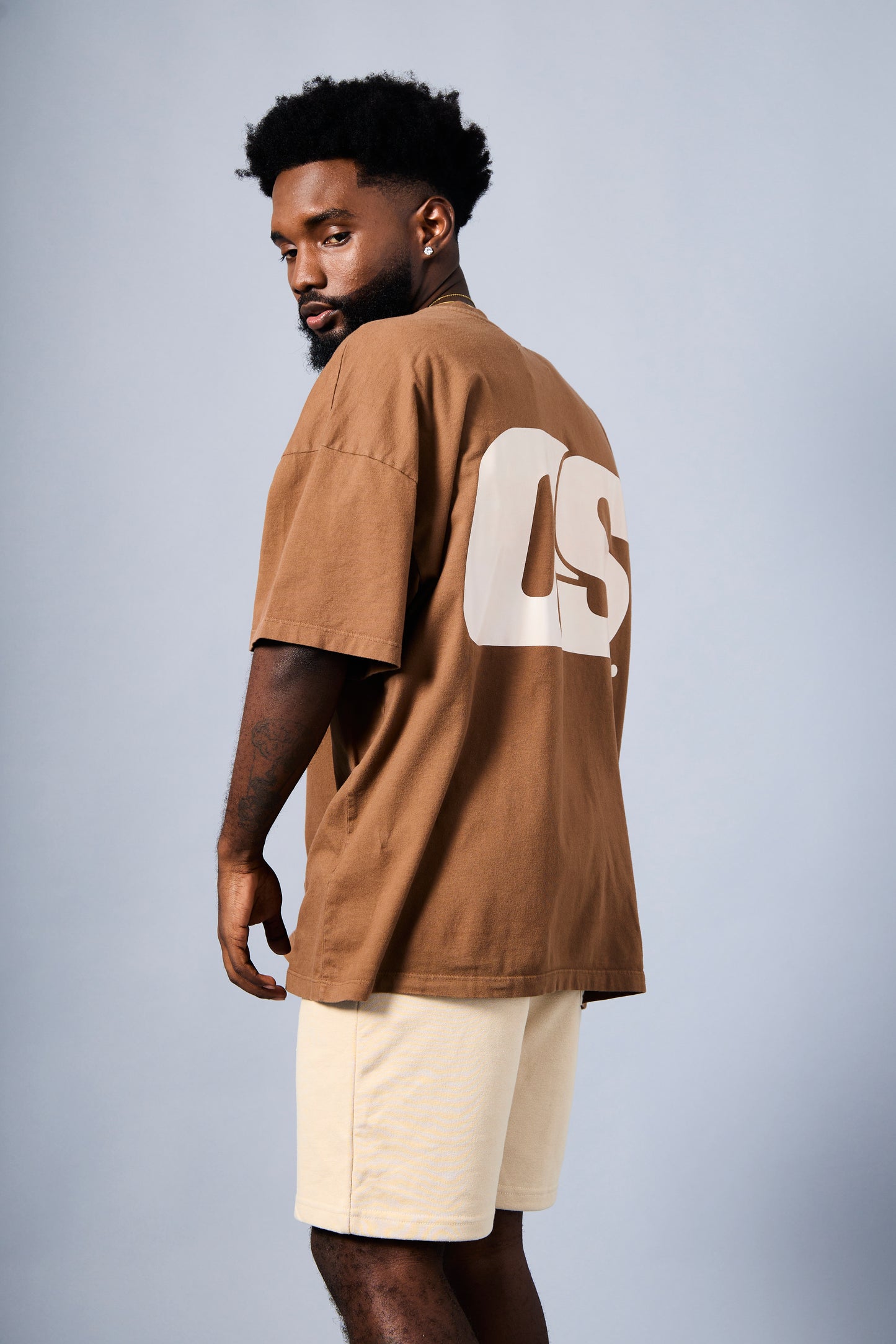 Men's Solid T-Shirt - Brown & White