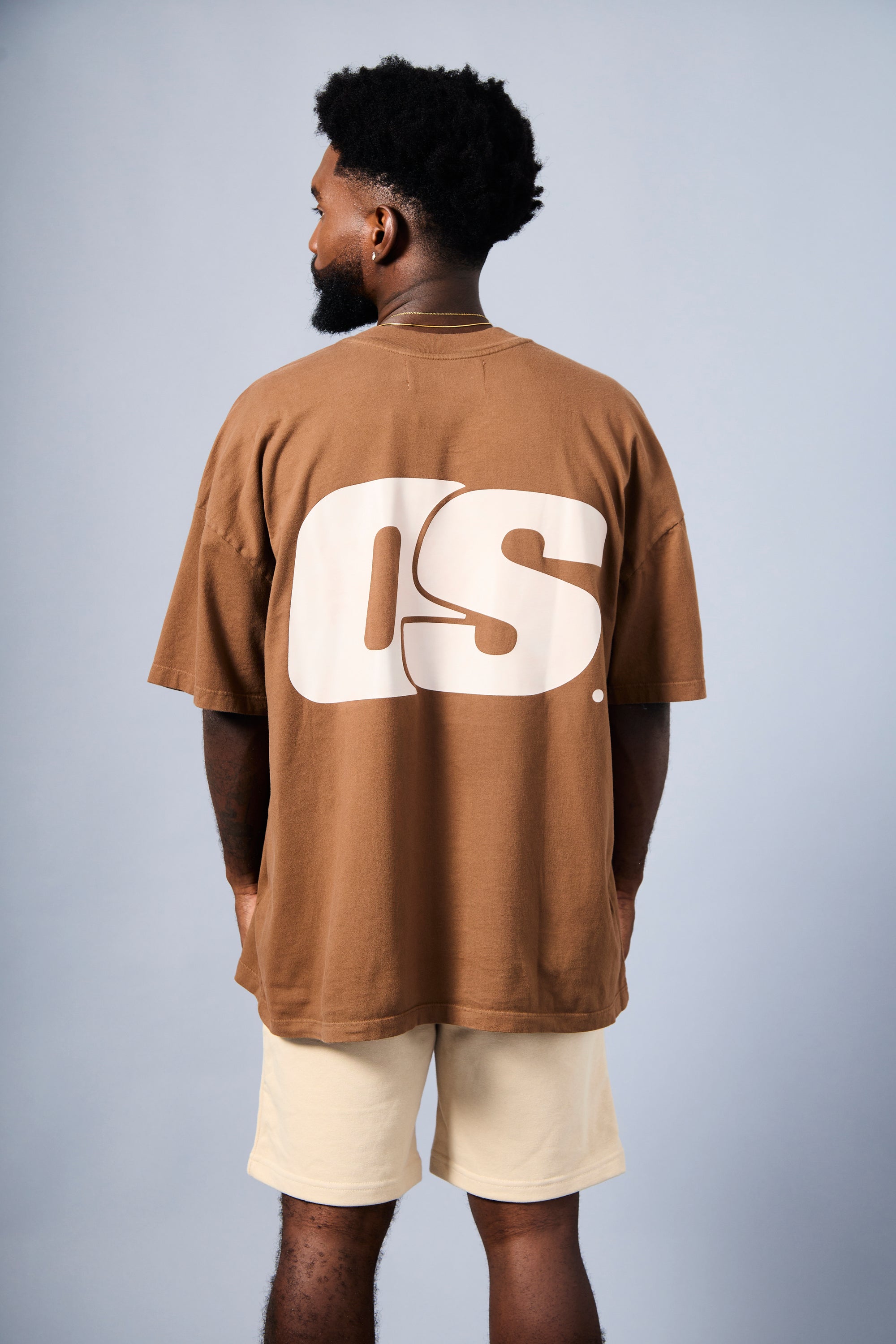 Solid T-Shirt - Brown & White