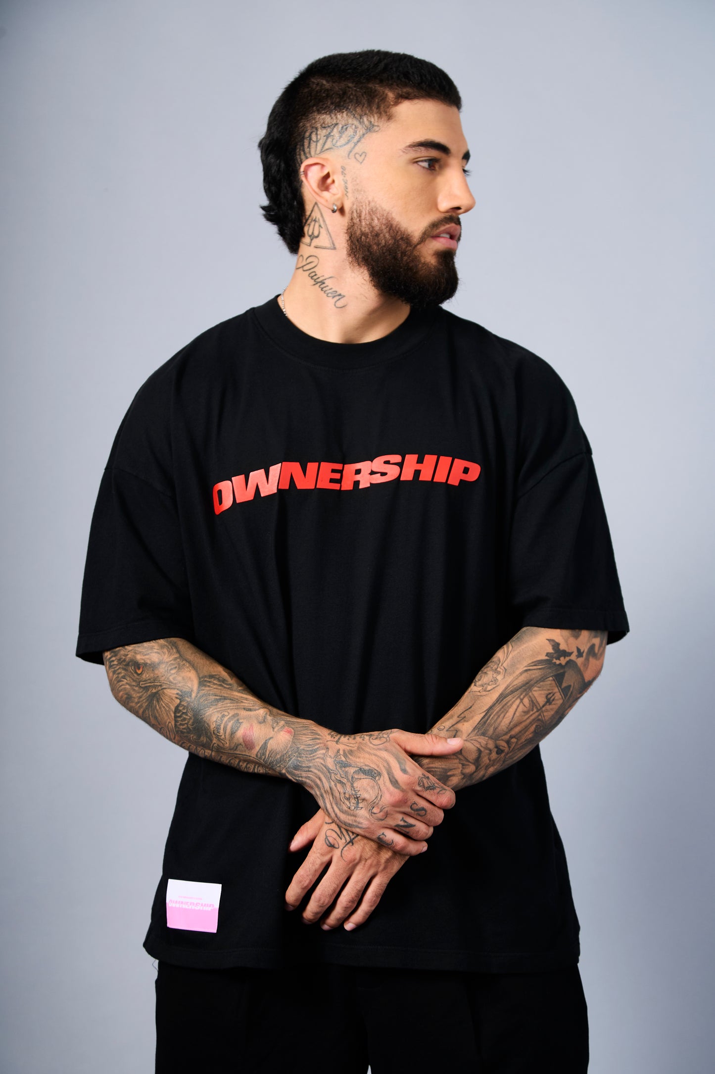 Men's Solid T-Shirt - Black & Red