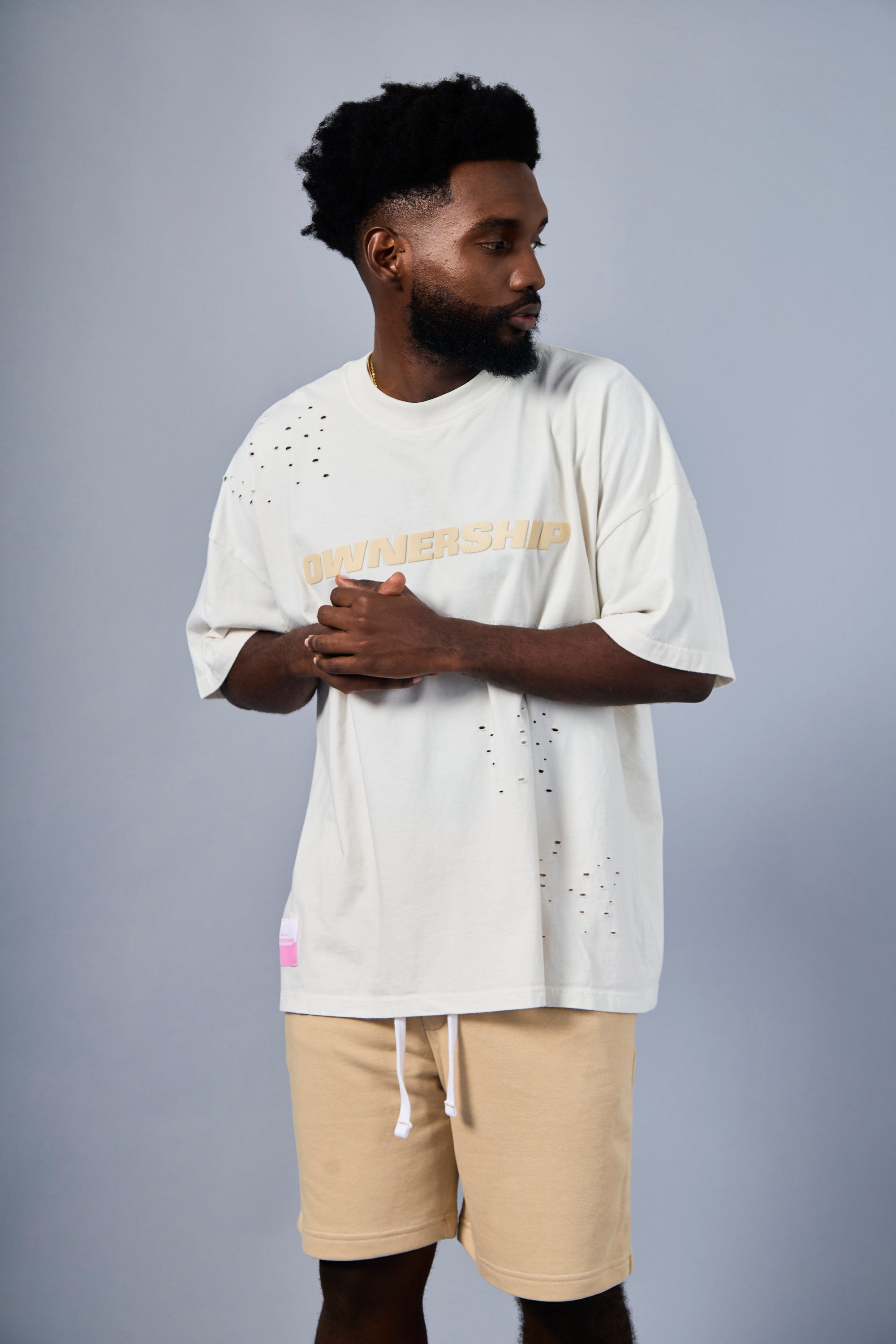 Solid T-Shirt - Cream & Beige