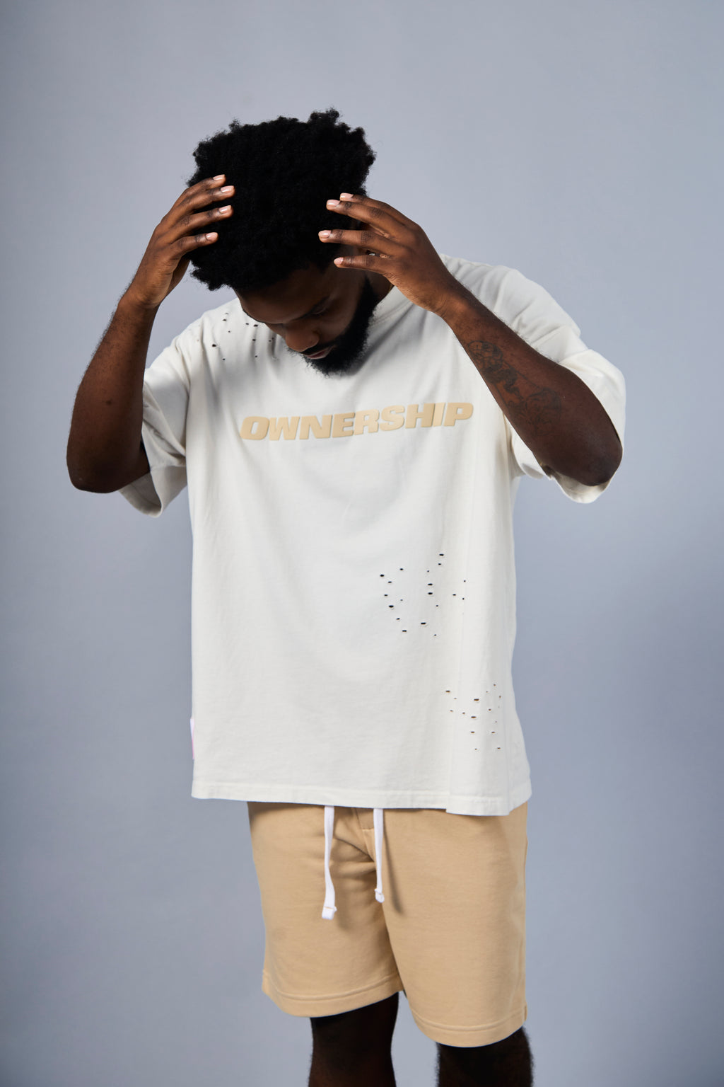 Solid T-Shirt - Cream & Beige