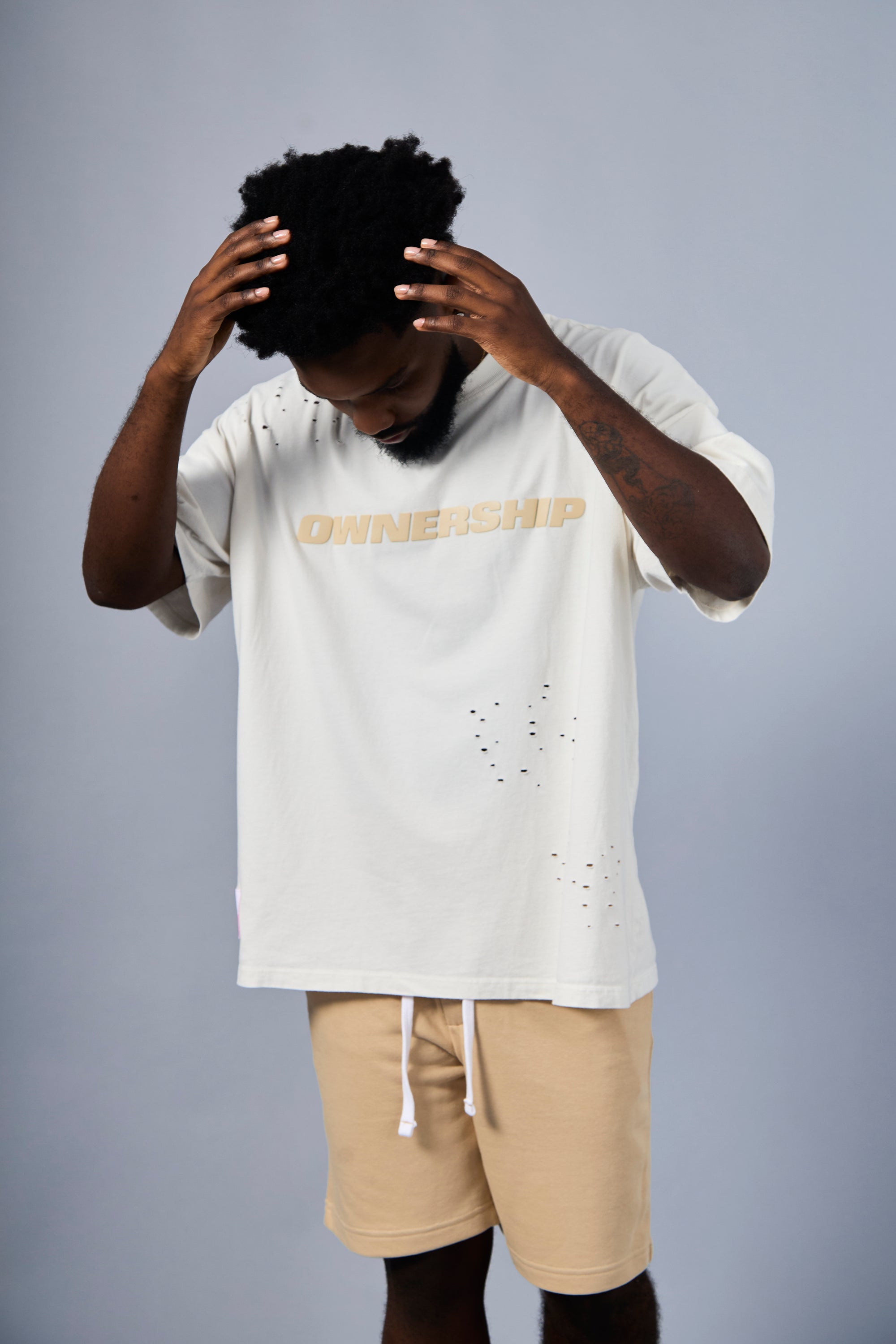 Solid T-Shirt - Cream & Beige