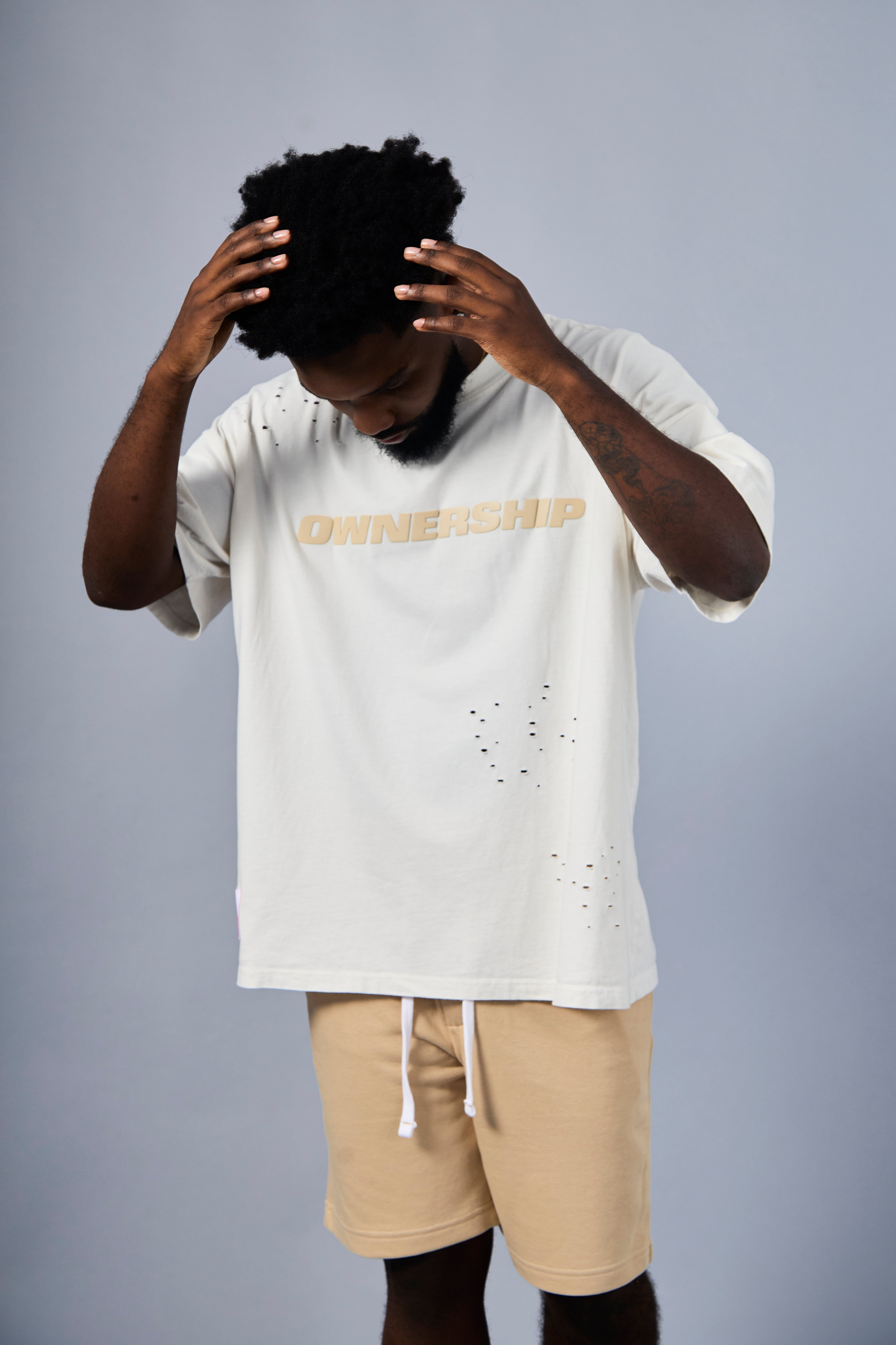 Solid T-Shirt - Cream & Beige