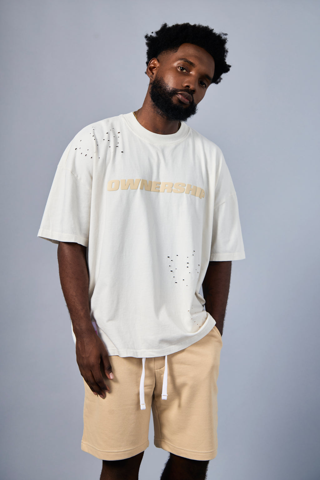 Solid T-Shirt - Cream & Beige