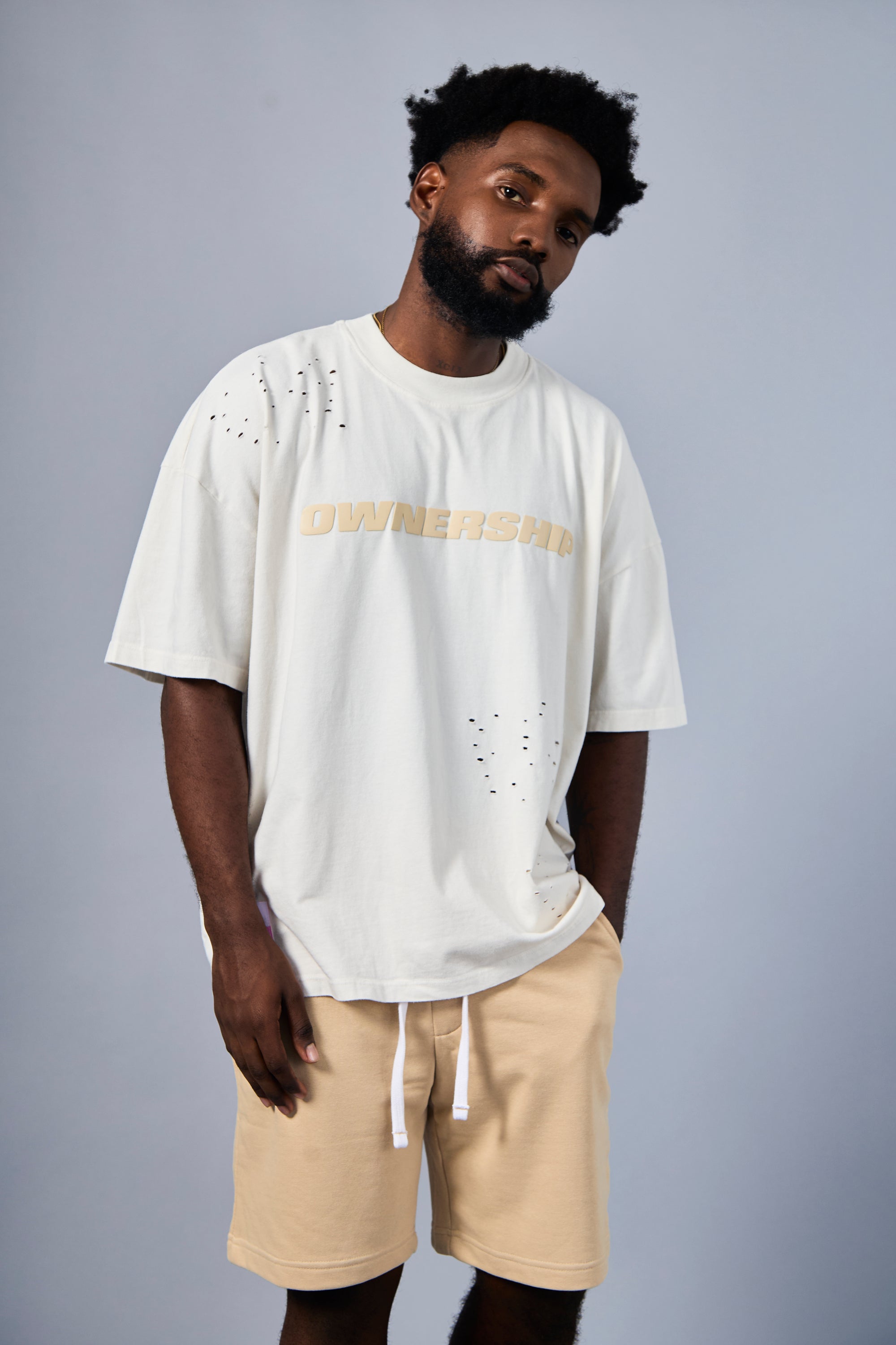 Solid T-Shirt - Cream & Beige