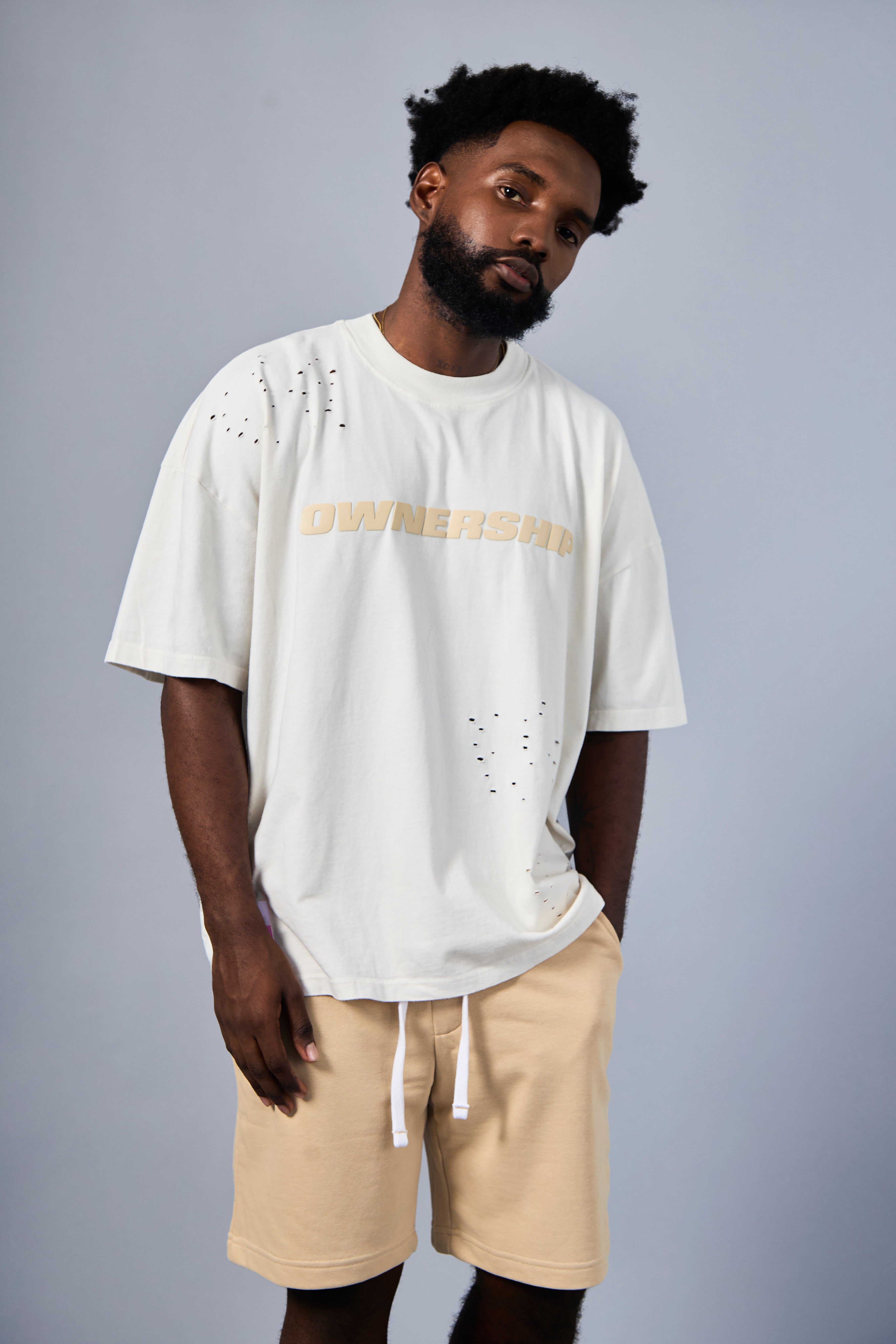 Solid T-Shirt - Cream & Beige