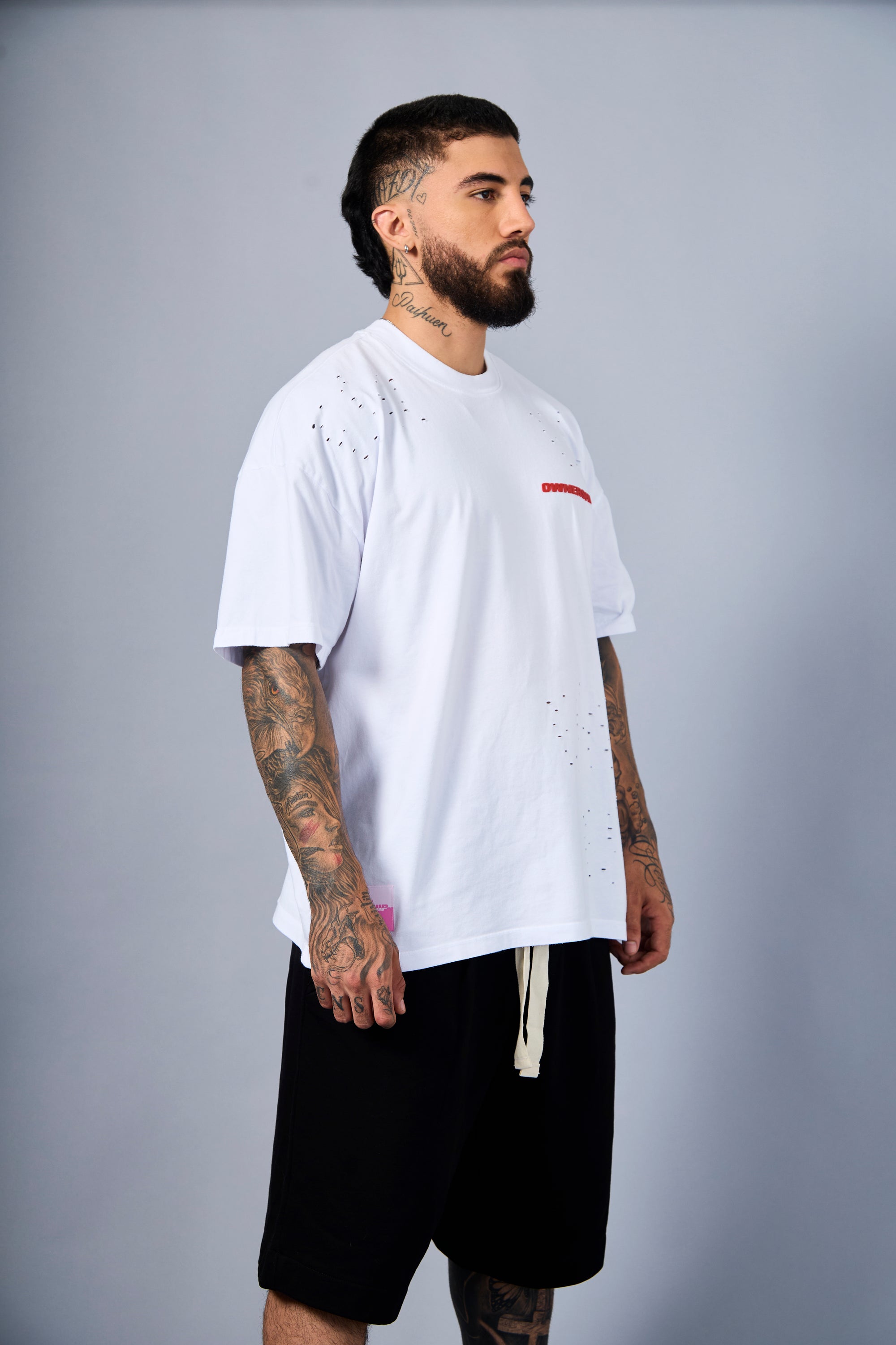 Solid T-Shirt - White & Red