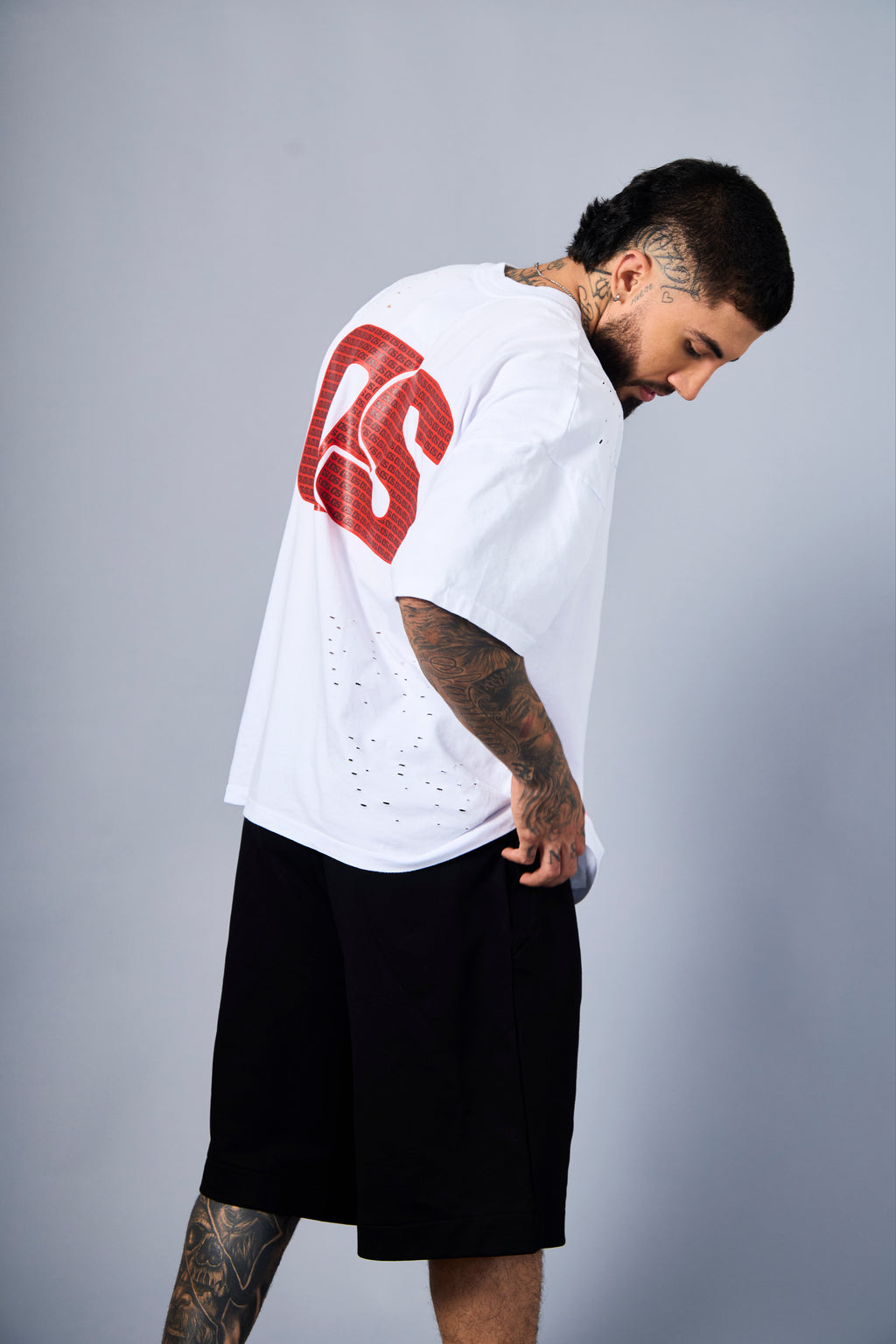Solid T-Shirt - White & Red