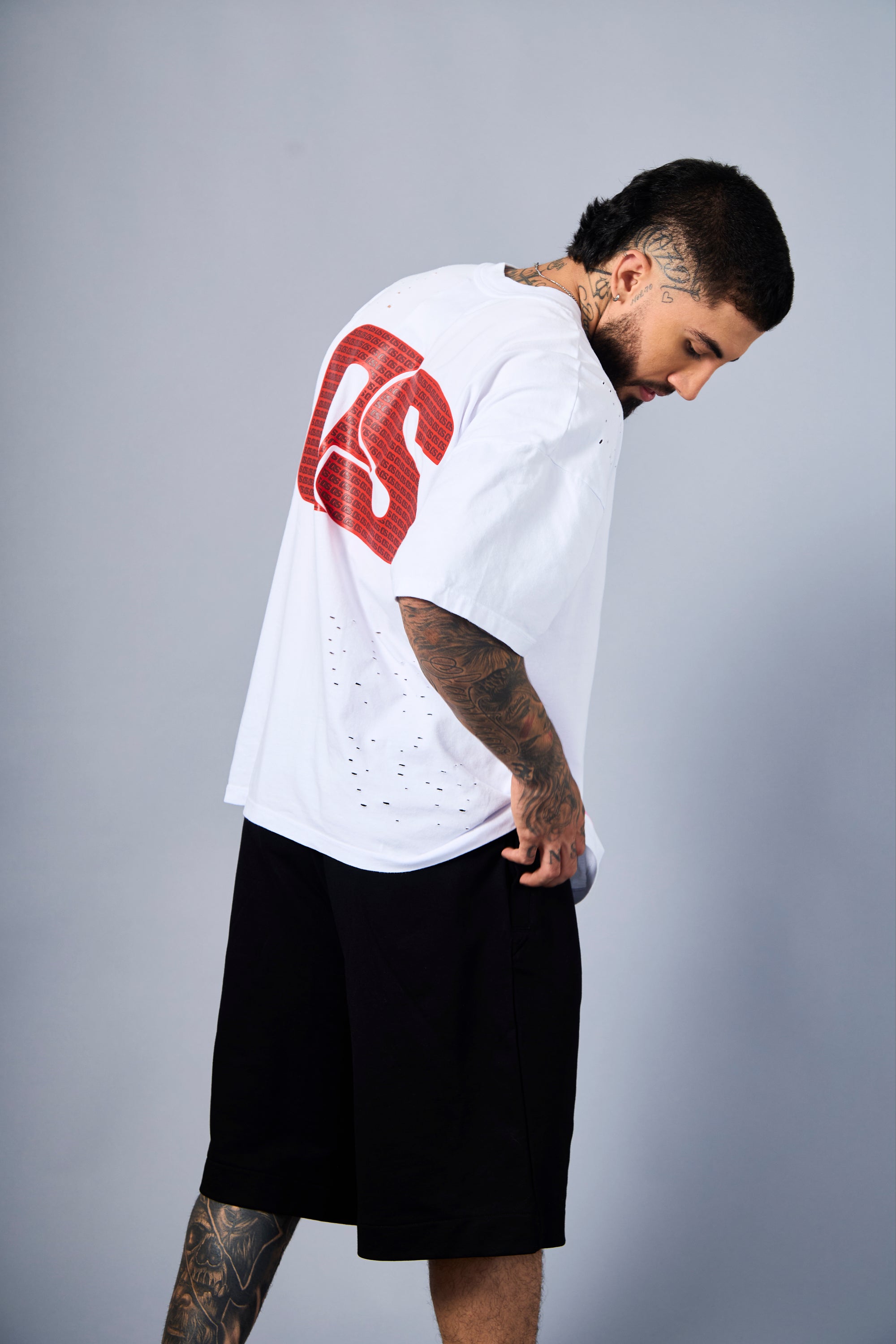 Solid T-Shirt - White & Red