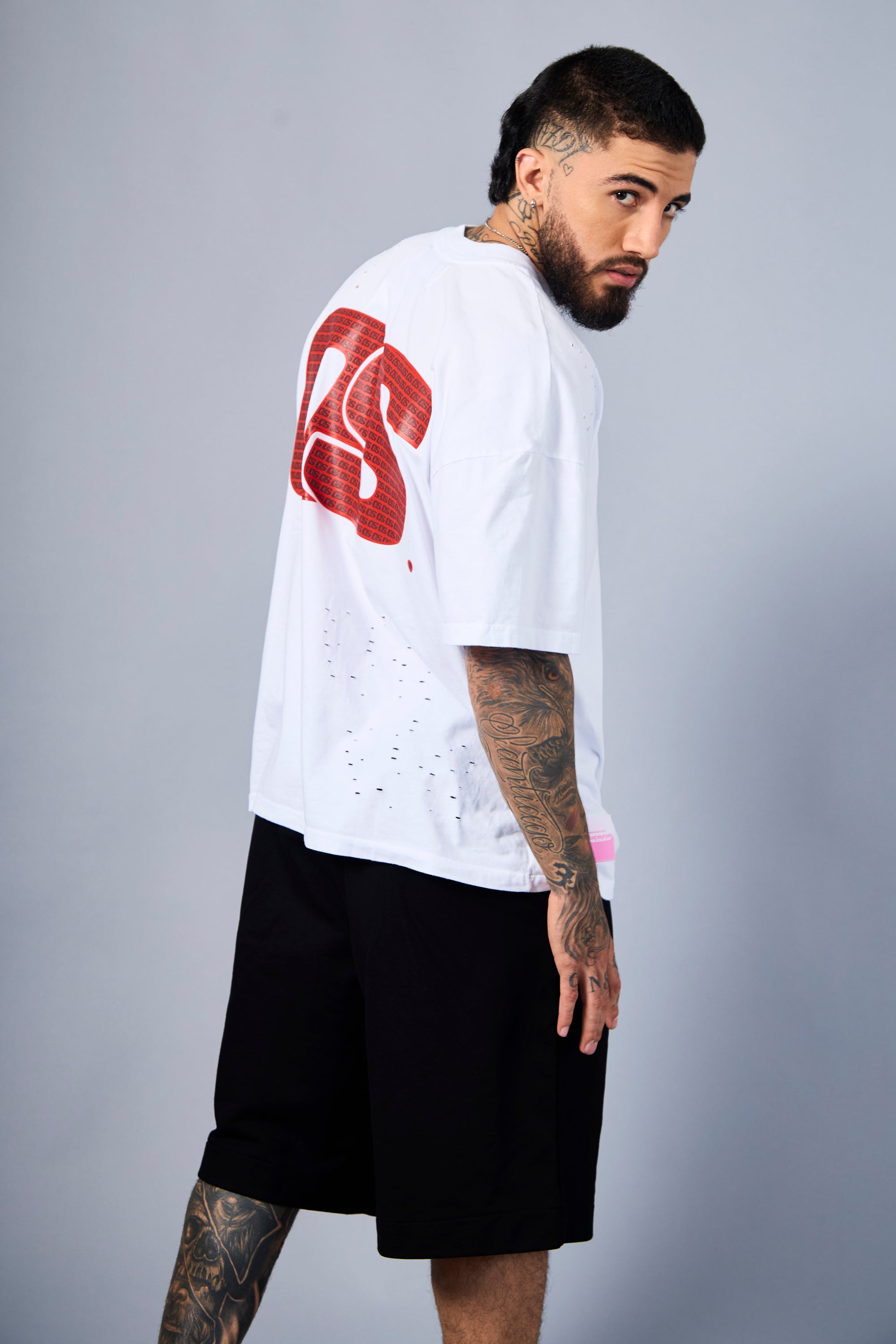 Solid T-Shirt - White & Red