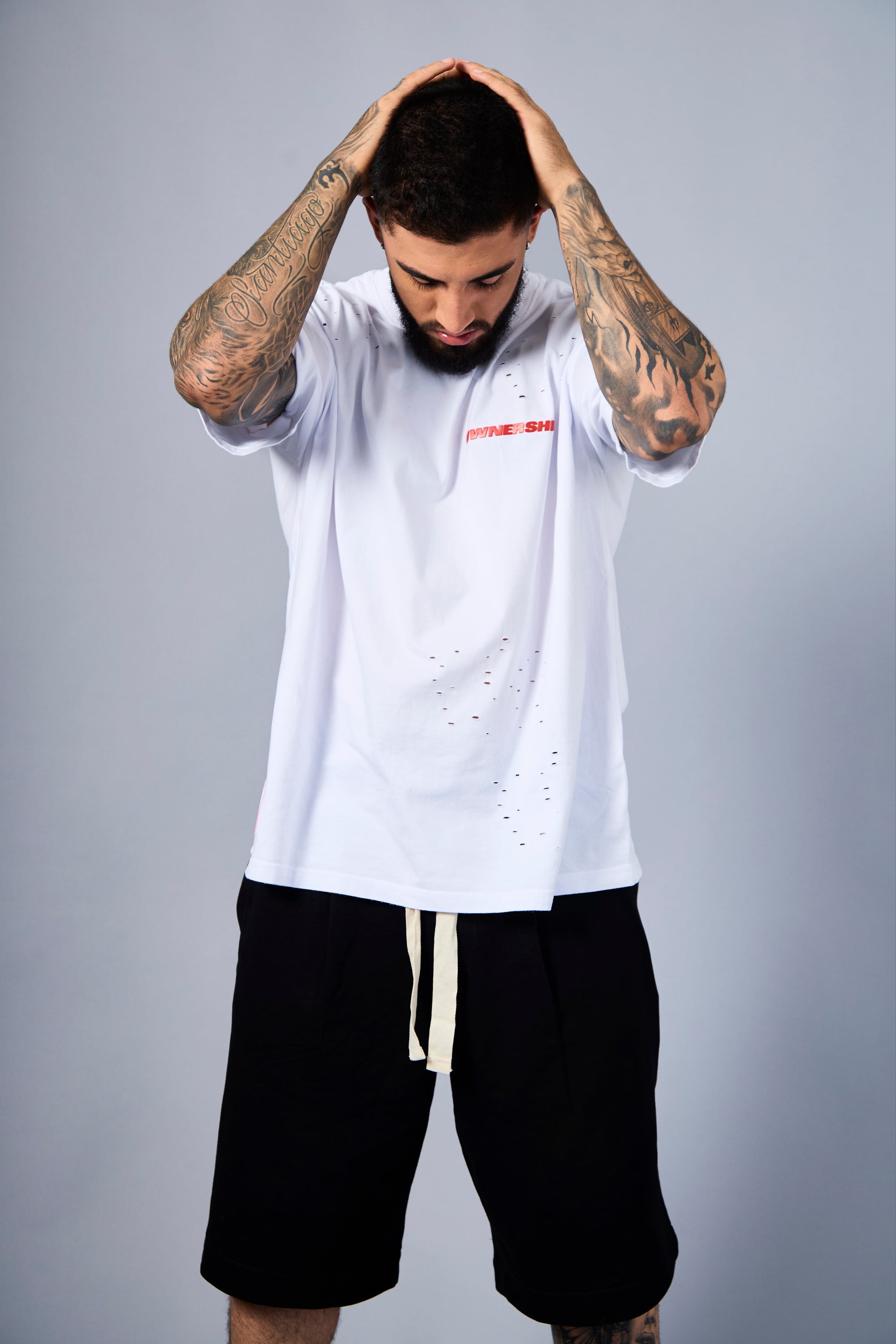 Solid T-Shirt - White & Red