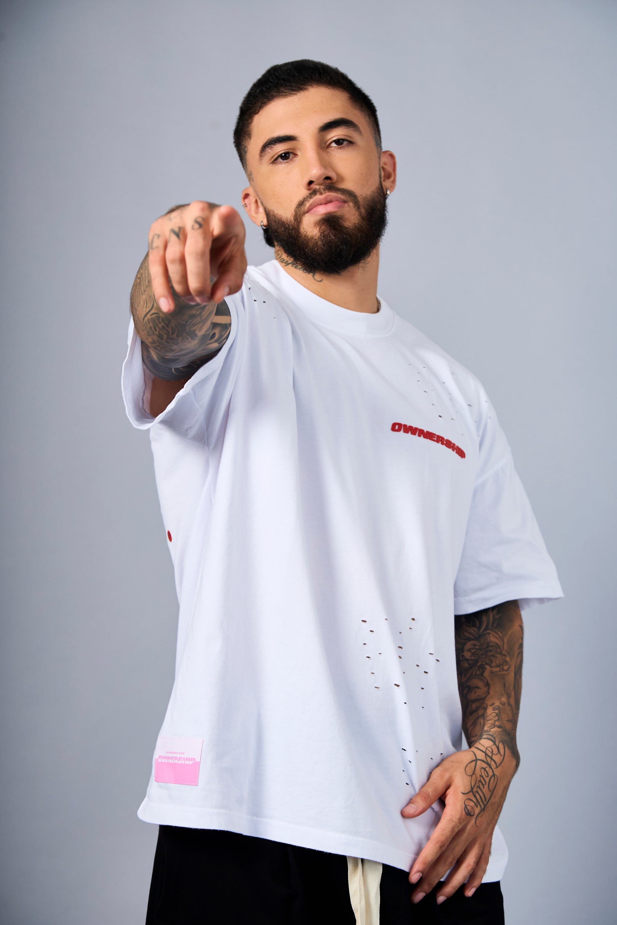 Solid T-Shirt - White & Red