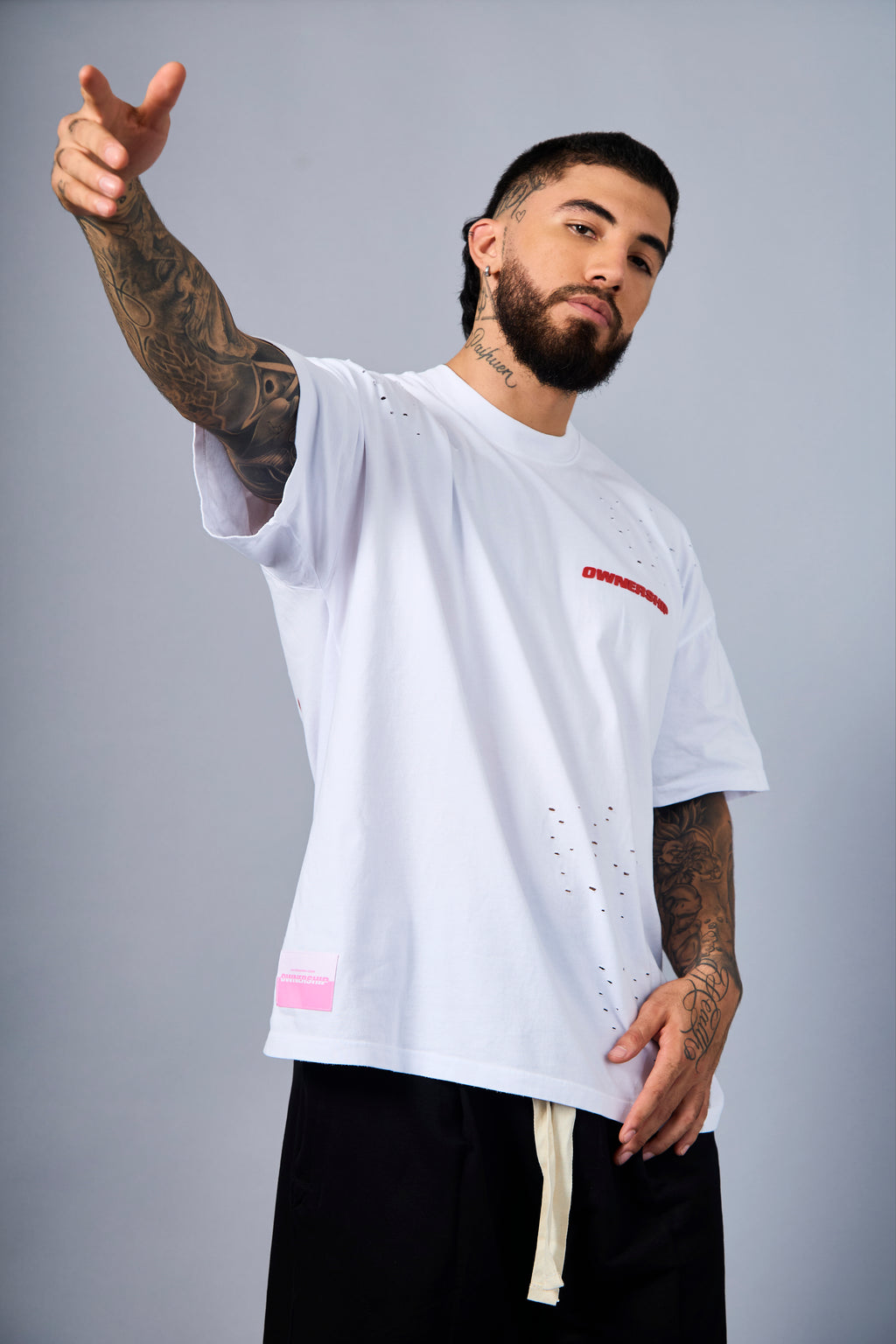 Solid T-Shirt - White & Red