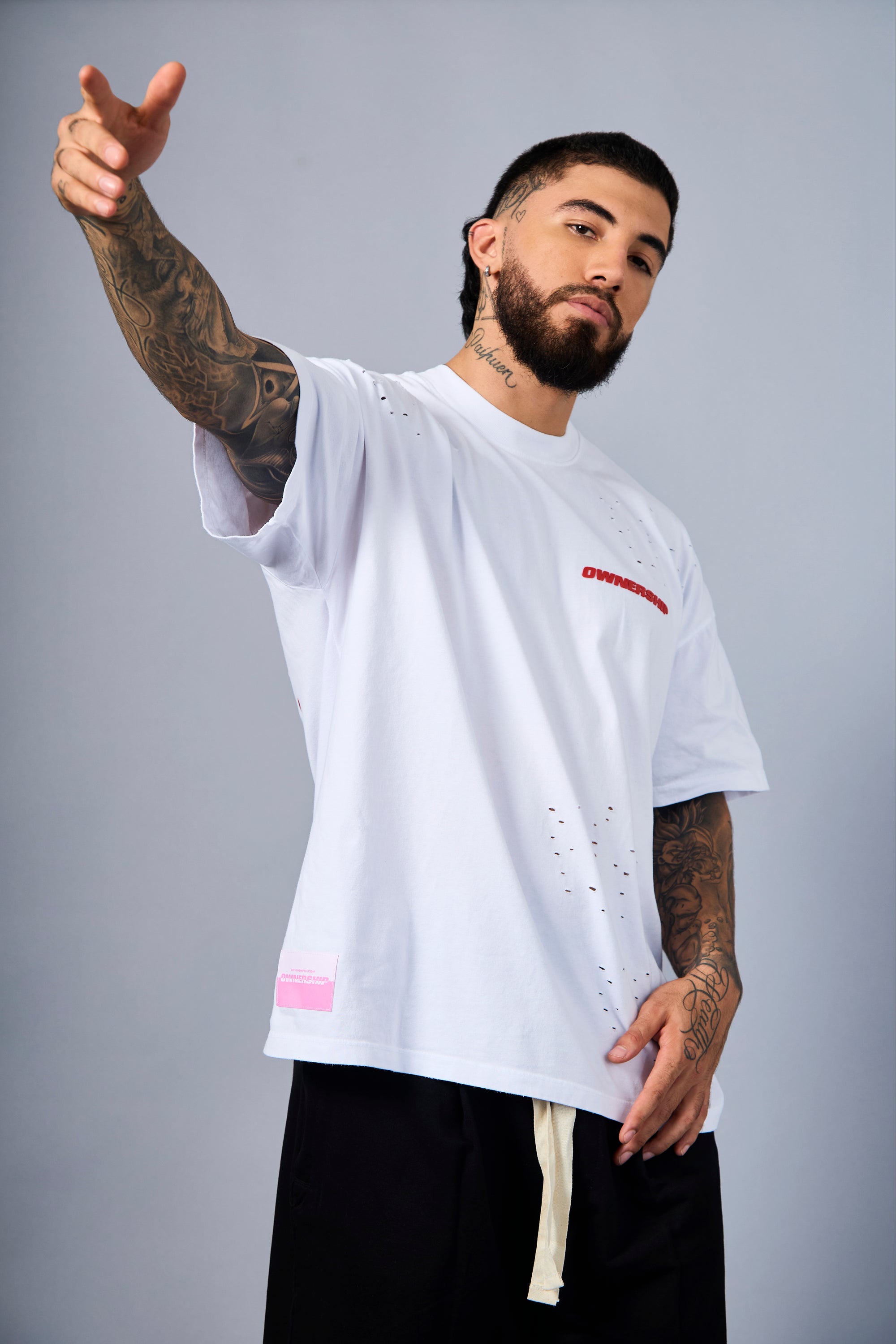 Solid T-Shirt - White & Red