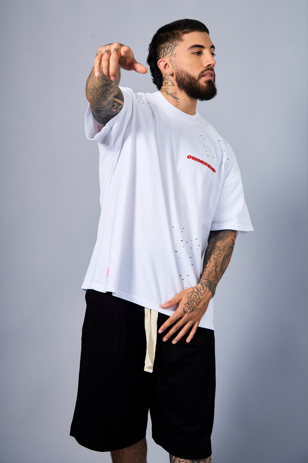 Solid T-Shirt - White & Red