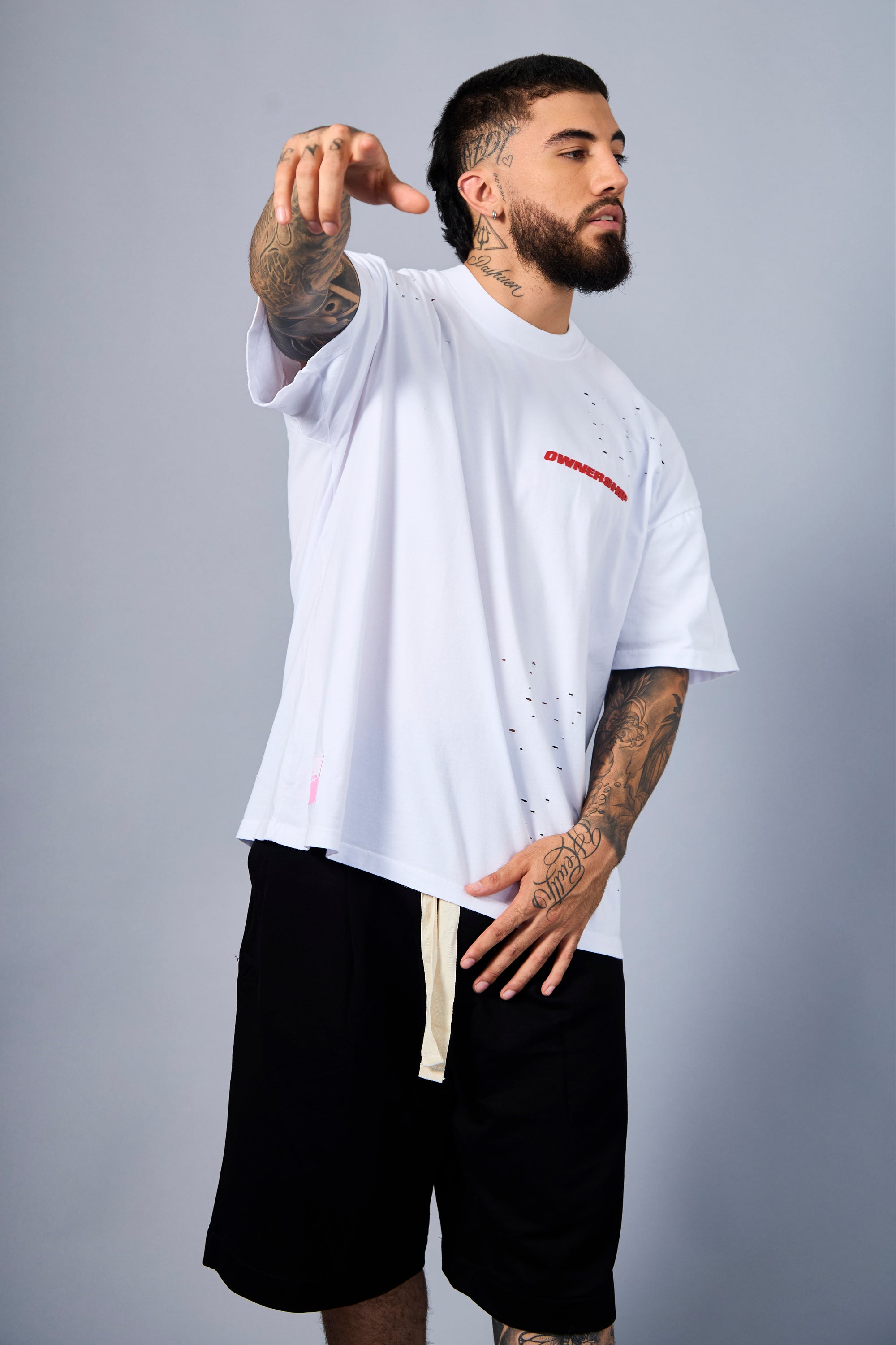 Solid T-Shirt - White & Red
