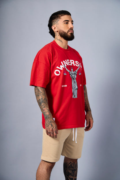 Men's Heavy Heart & Brain T-Shirt - Red