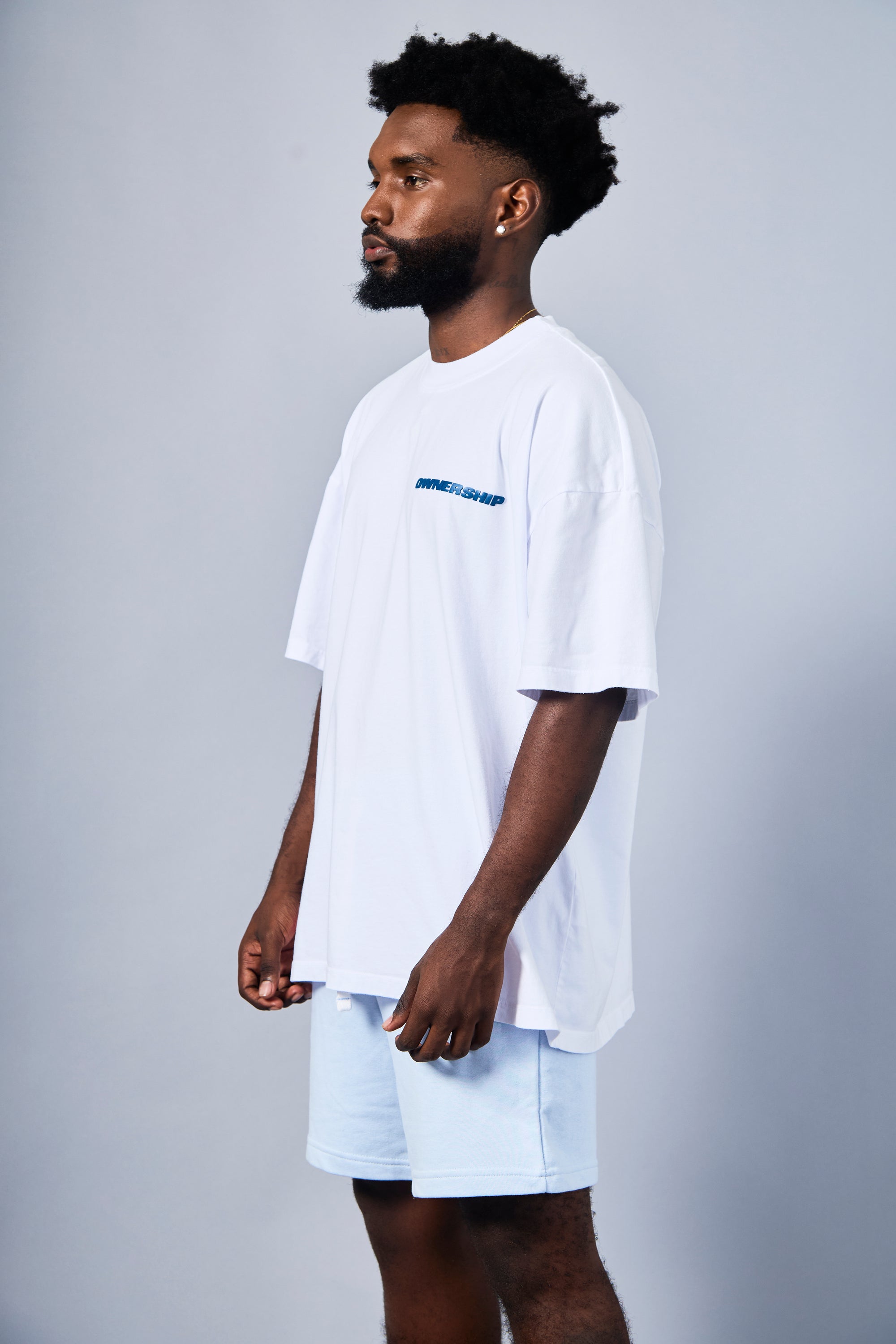 Solid T-Shirt - White & Navy