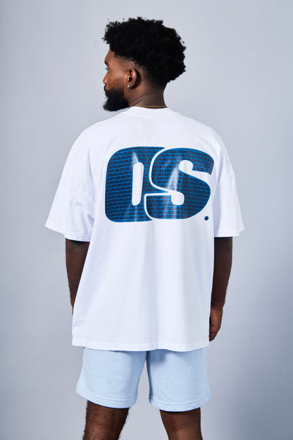 Men's Solid Monogram T-Shirt - White & Navy