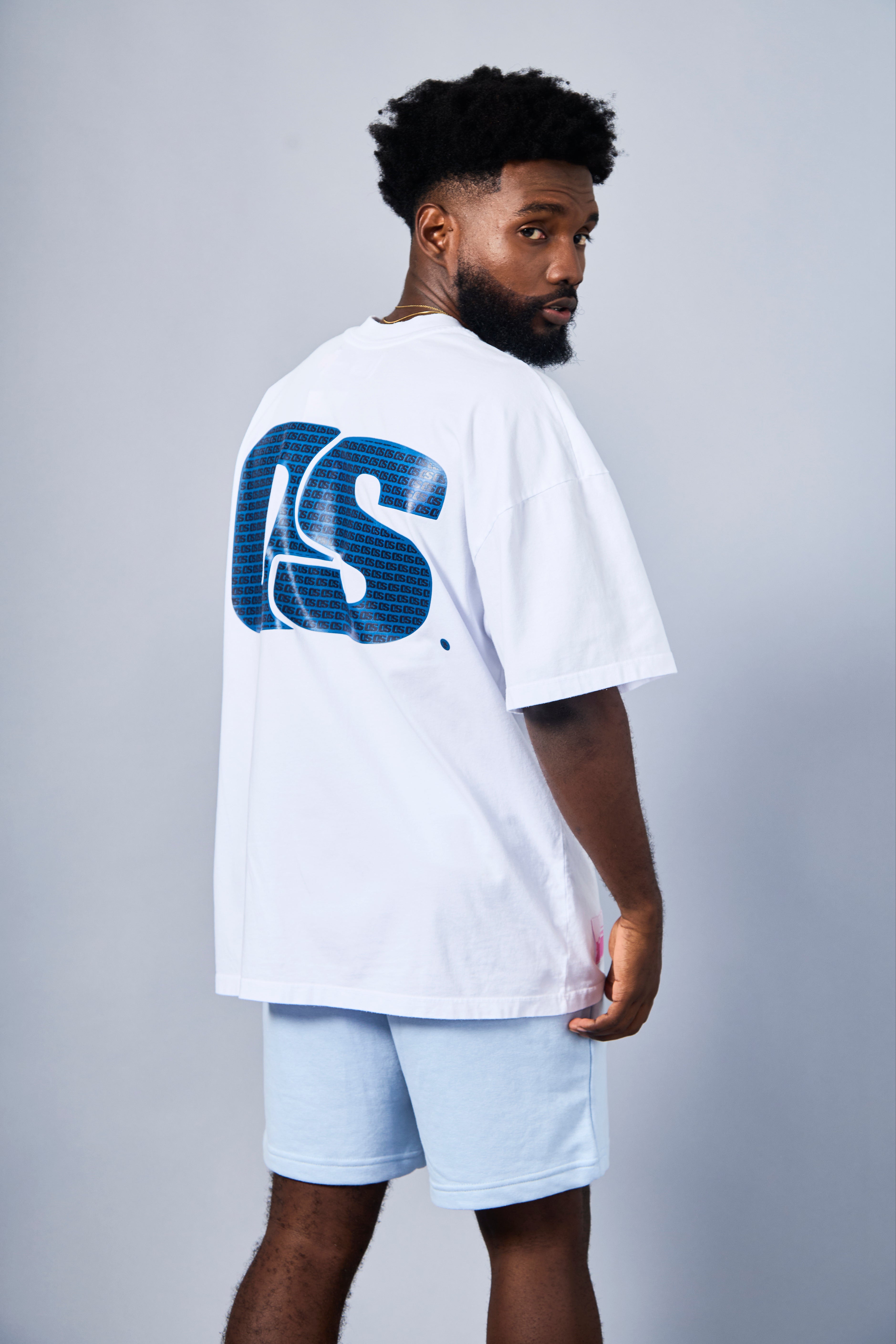 Solid T-Shirt - White & Navy