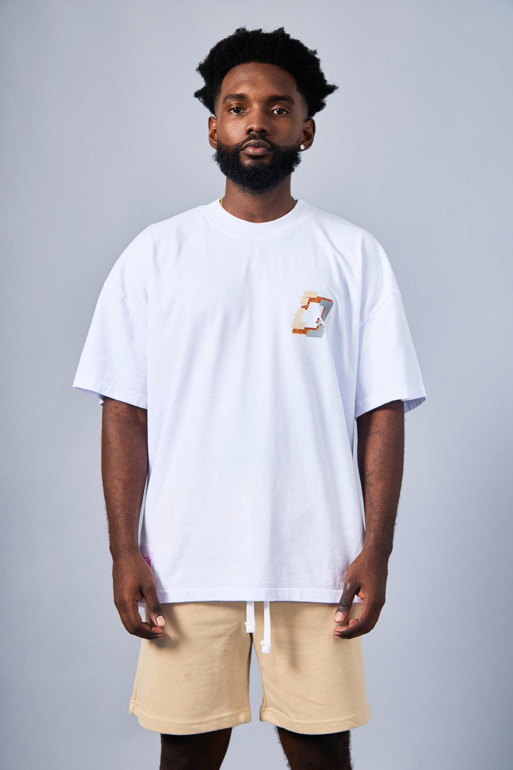 Roulette T-Shirt - White & Beige