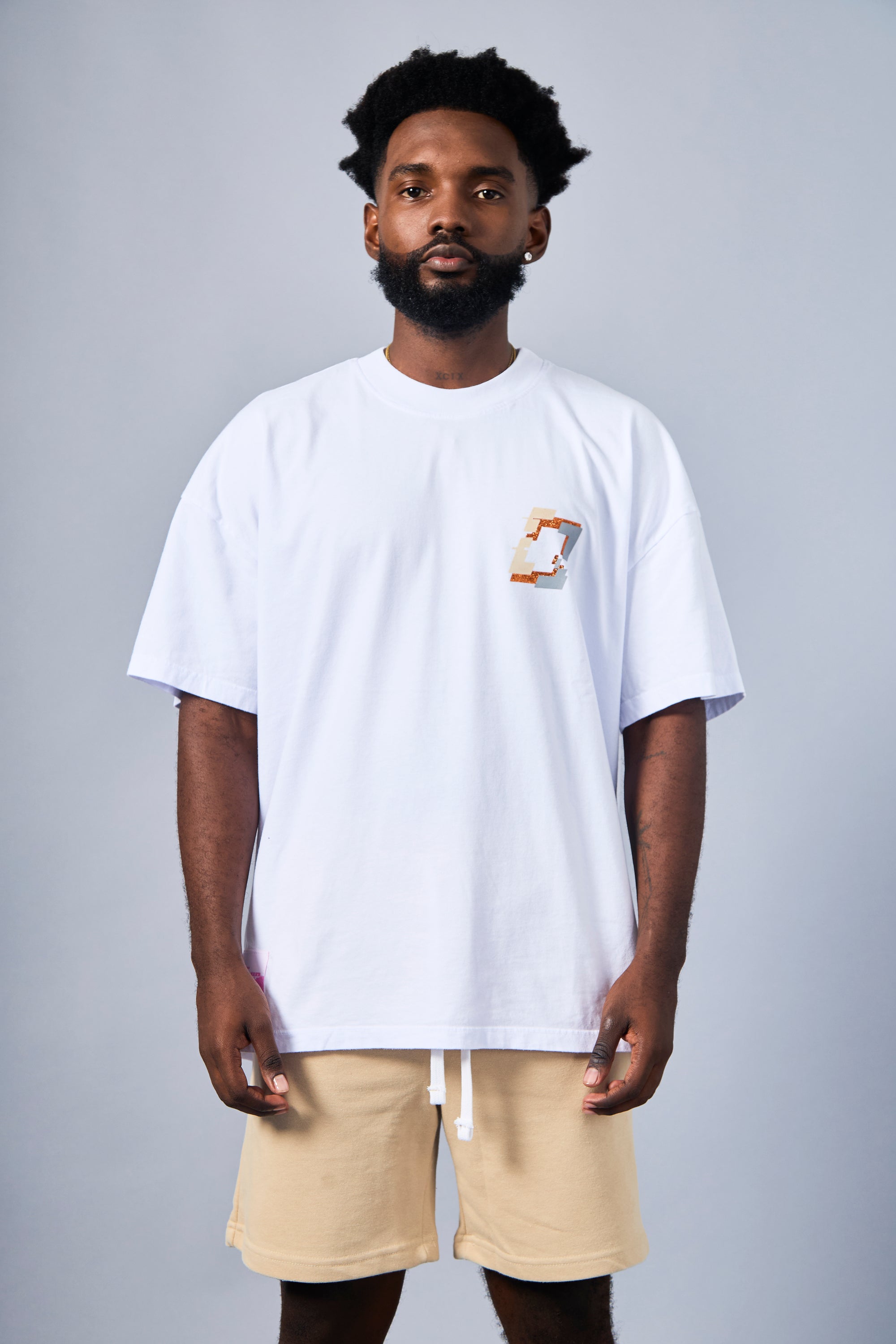 Roulette T-Shirt - White & Beige