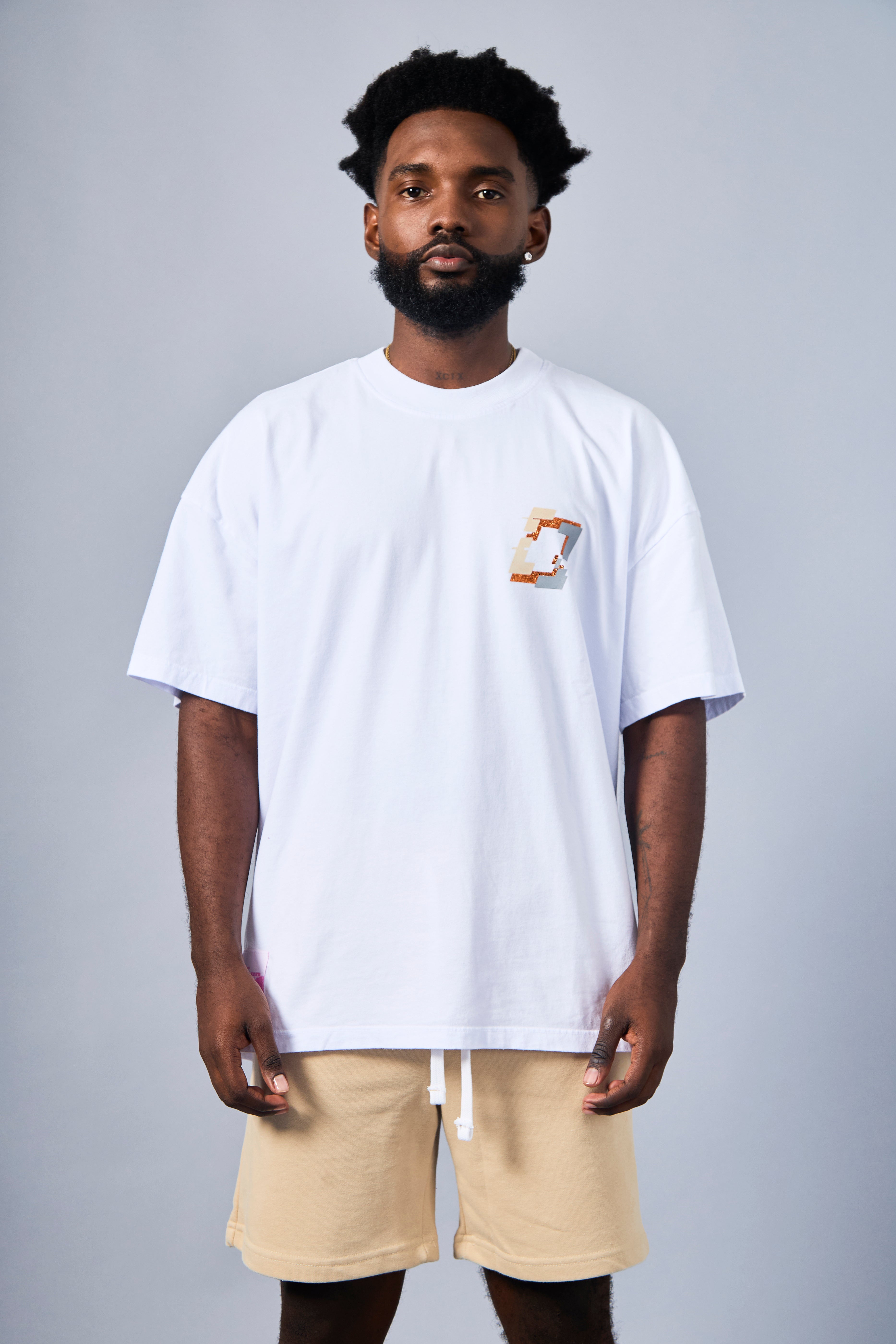 Roulette T-Shirt - White & Beige