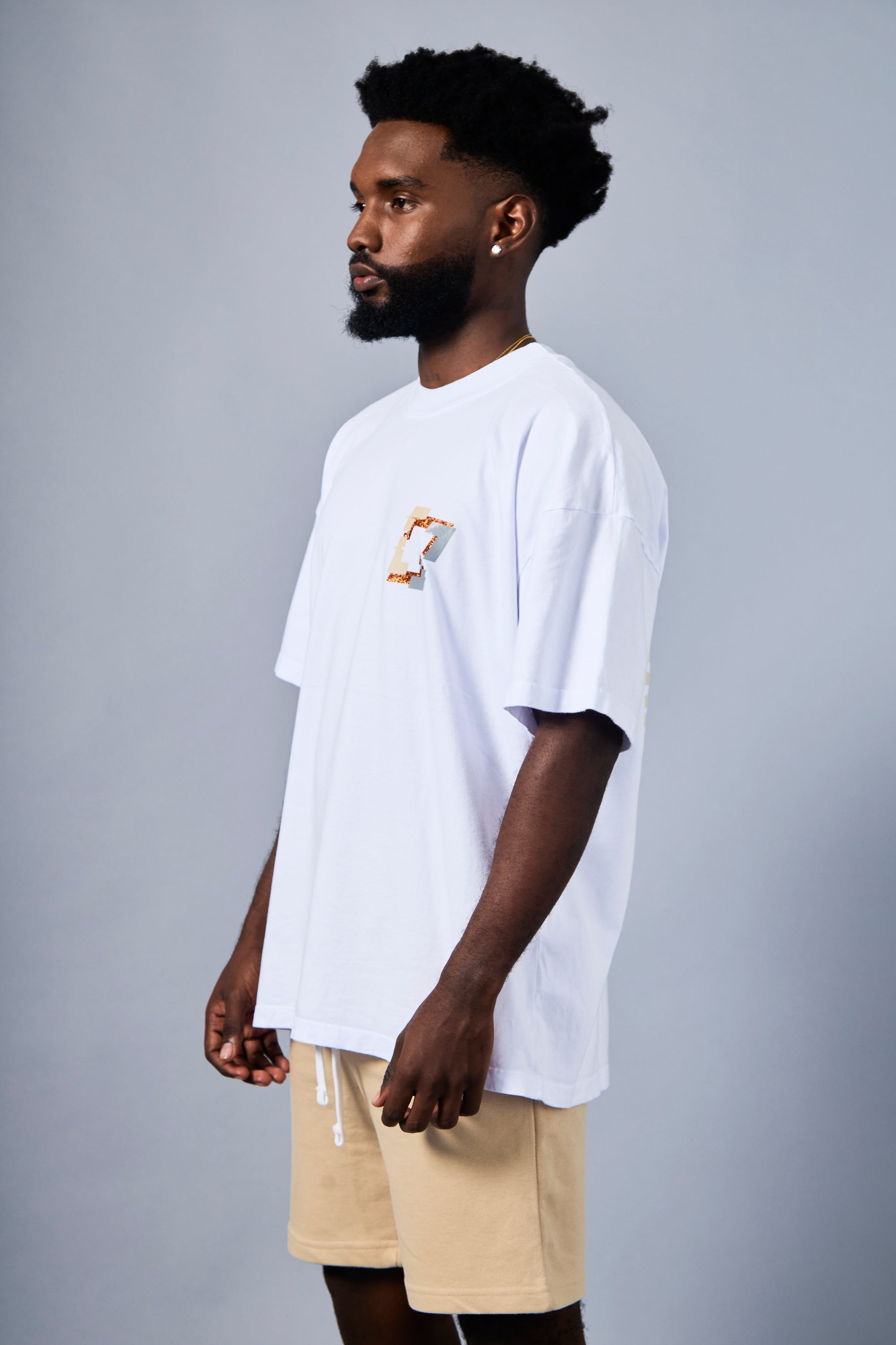 Roulette T-Shirt - White & Beige