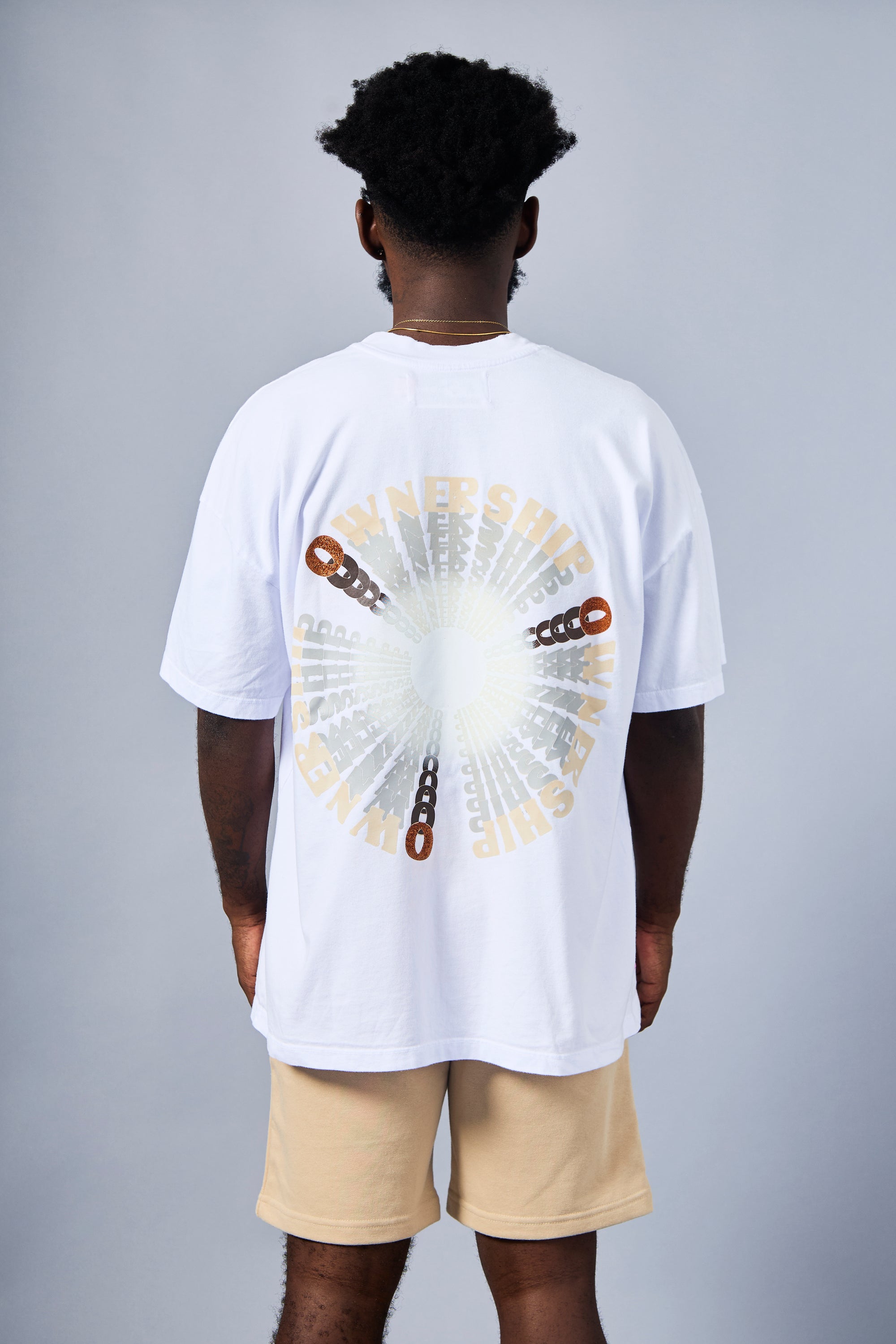 Roulette T-Shirt - White & Beige