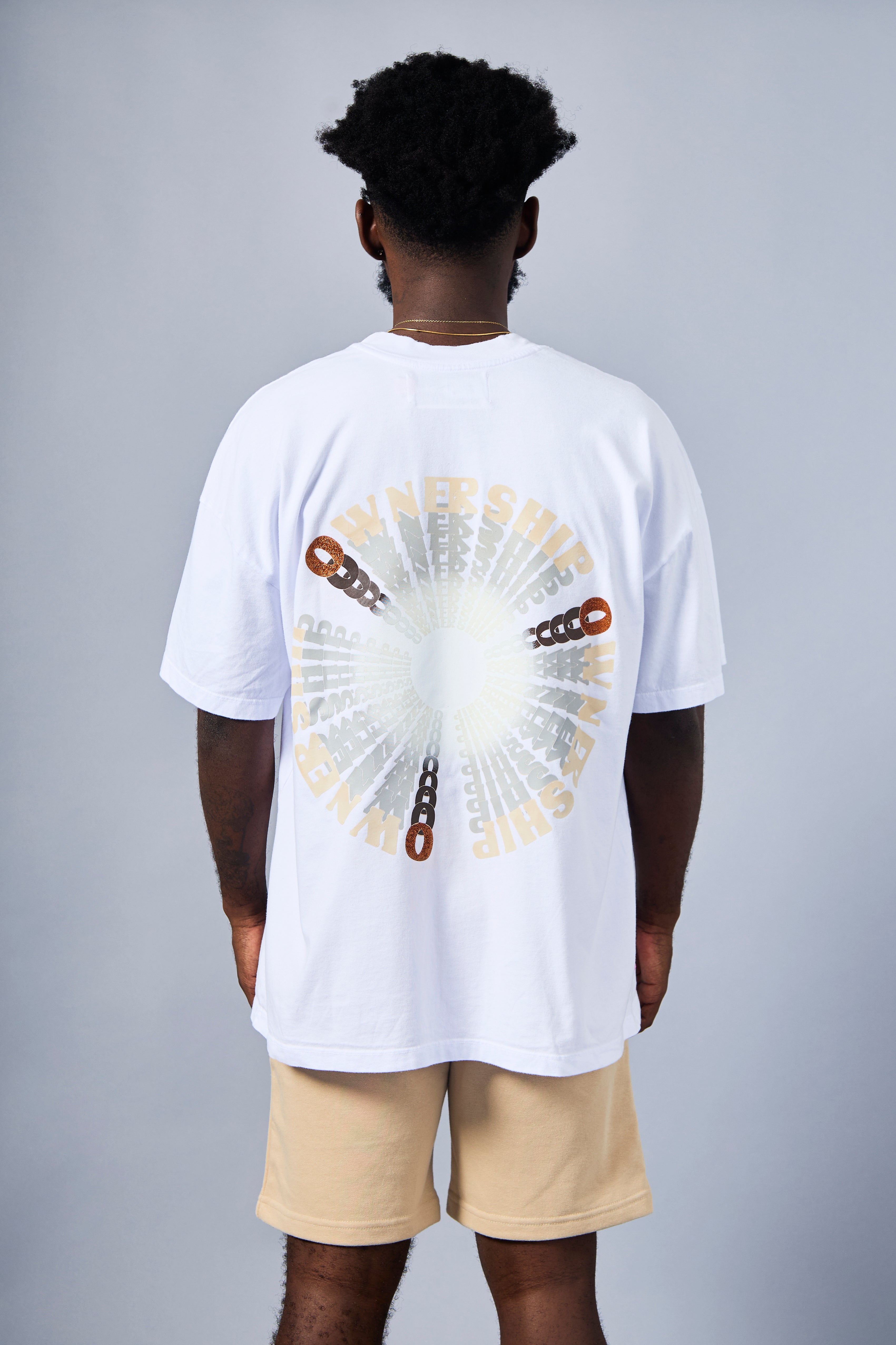 Roulette T-Shirt - White & Beige
