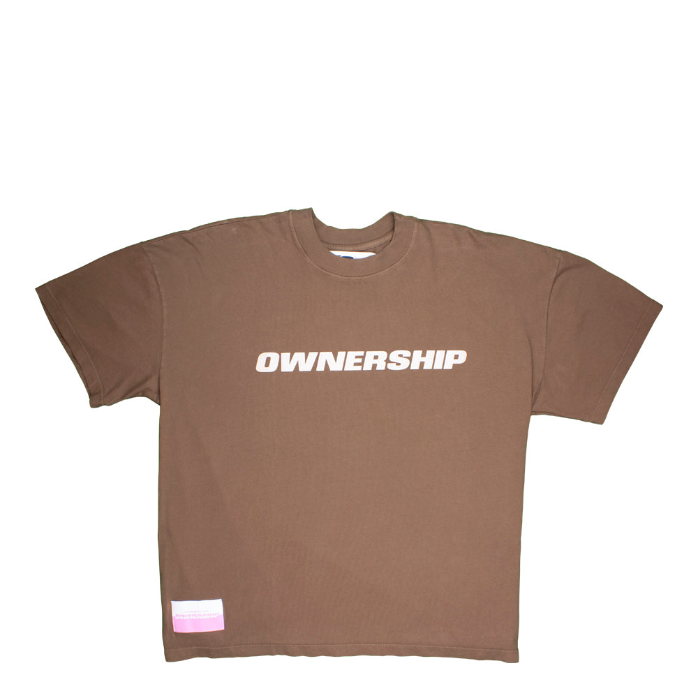 Solid T-Shirt - Brown & White