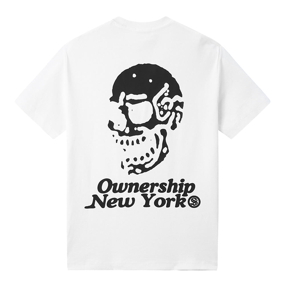 Ownership Skelly Skull NY T-Shirt - White & Black