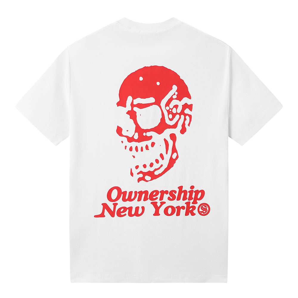 Ownership Skelly Skull NY T-Shirt - White & Red