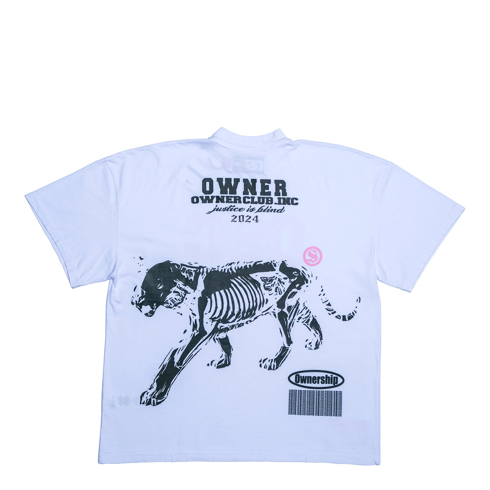 Varsity Tiger T-Shirt- White & Pink