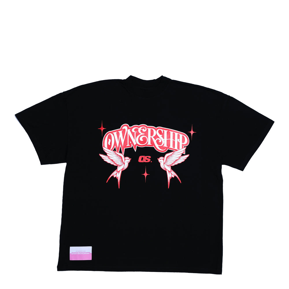 OS Twin Birds T-Shirt - Black & Red